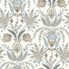 Seaside Jacobean Wallpaper Wallpaper York Double Roll White/Taupe/Blue 