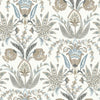 Seaside Jacobean Wallpaper Wallpaper York Double Roll White/Taupe/Blue 