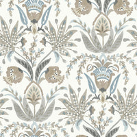 Seaside Jacobean Wallpaper Wallpaper York Double Roll White/Taupe/Blue 