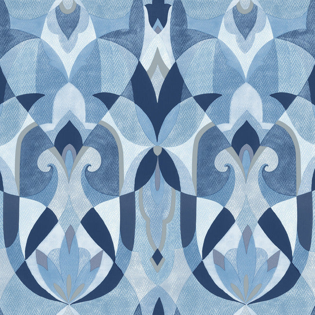 Malta Wallpaper Wallpaper York Double Roll Blue/Silver 