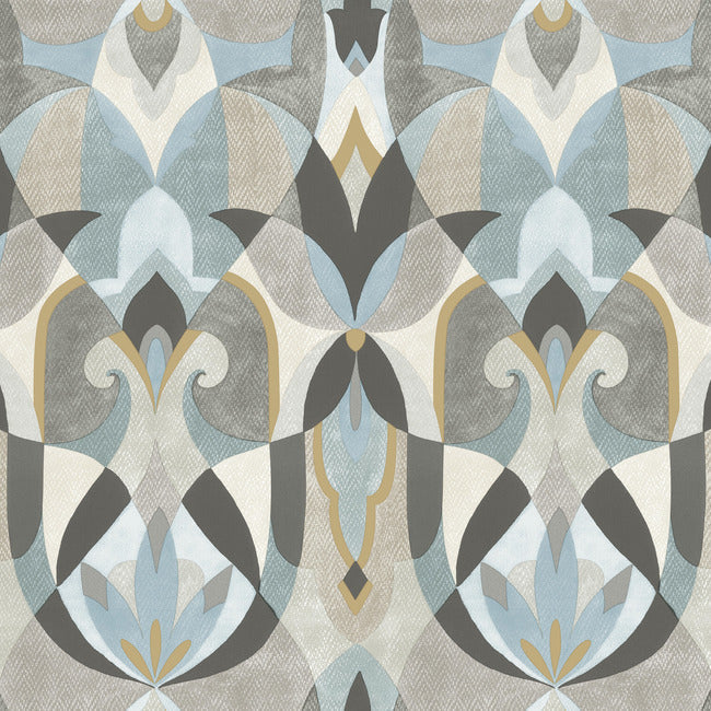 Malta Wallpaper Wallpaper York Double Roll Neutral/Blue/Gold 