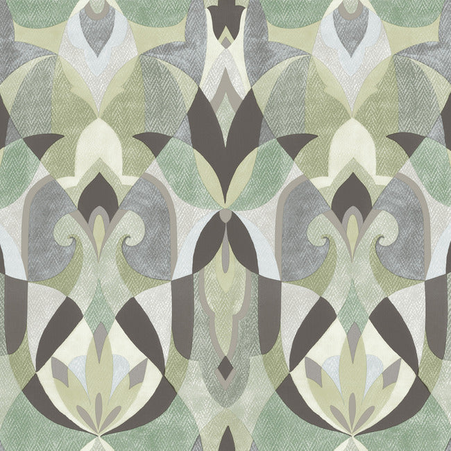 Malta Wallpaper Wallpaper York Double Roll Green/Glint 