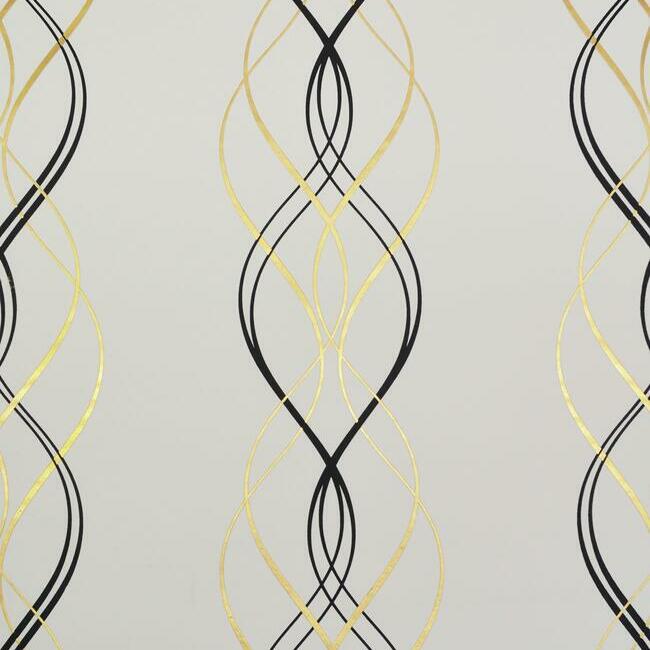 Aurora Wallpaper Wallpaper Antonina Vella Double Roll Black/White/Gold 