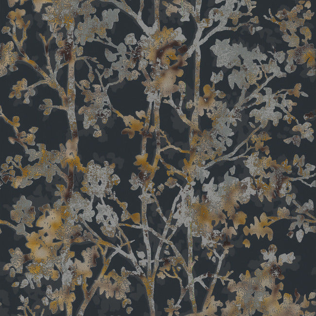 Shimmering Foliage Wallpaper Wallpaper Antonina Vella Double Roll Black/Multi 