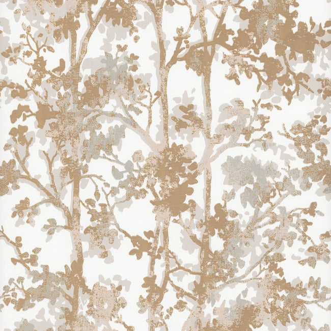 Shimmering Foliage Wallpaper Wallpaper Antonina Vella Double Roll White/Gold 
