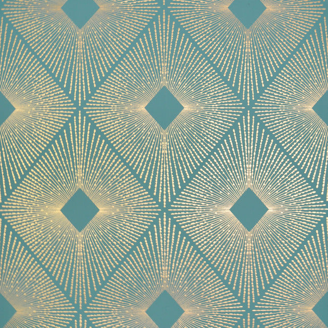 Harlowe Wallpaper Wallpaper Antonina Vella Double Roll Teal/Gold 