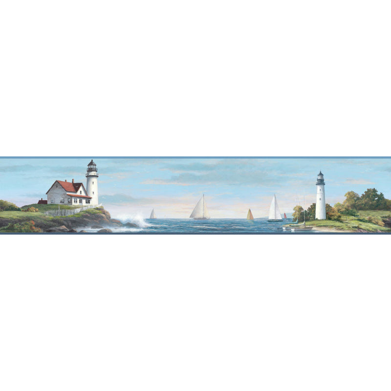 Sailing Lighthouse Wallpaper Border Wallpaper Border York Spool Brights 