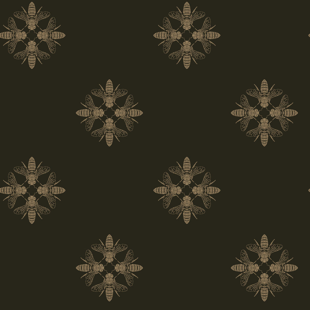 Honey Bee Wallpaper Wallpaper York Double Roll Gold/Black 