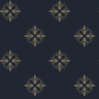 Honey Bee Wallpaper Wallpaper York Double Roll Gold/Navy 