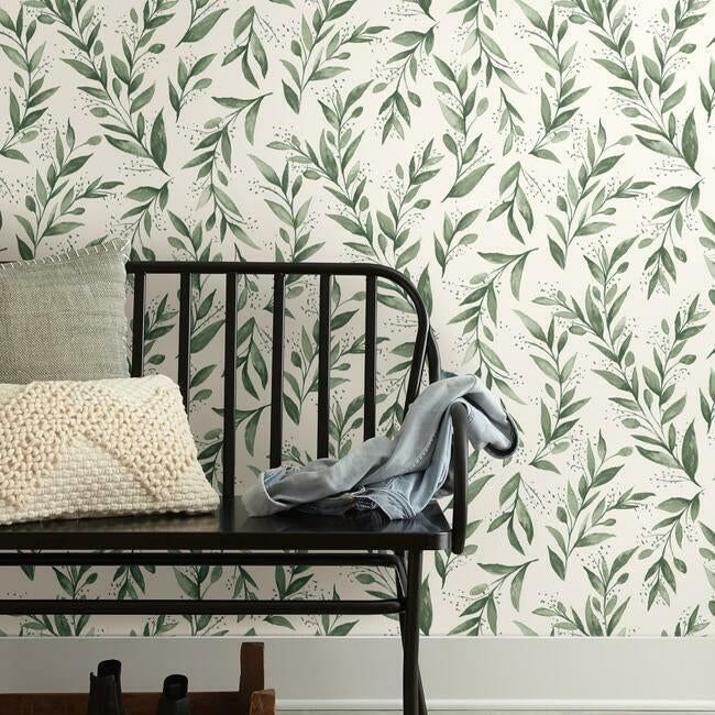 Olive Branch Premium Peel + Stick Wallpaper Peel and Stick Wallpaper Magnolia Home   
