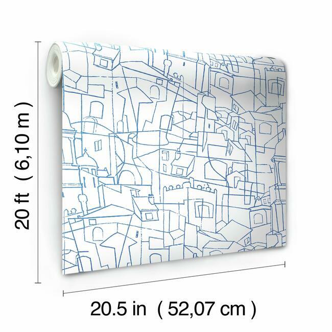 Cubist Cityscape Premium Peel + Stick Wallpaper Peel and Stick Wallpaper York   