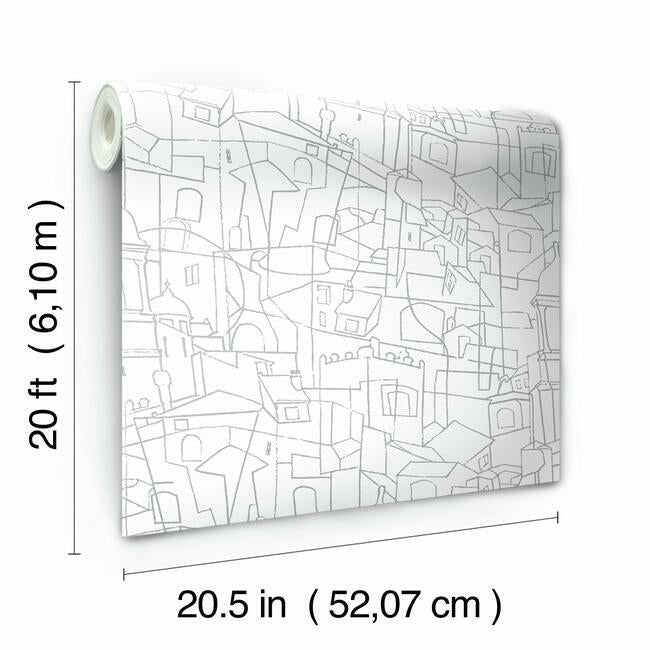Cubist Cityscape Premium Peel + Stick Wallpaper Peel and Stick Wallpaper York   
