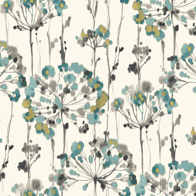 Flourish Premium Peel + Stick Wallpaper Peel and Stick Wallpaper Candice Olson Roll Turquoise 