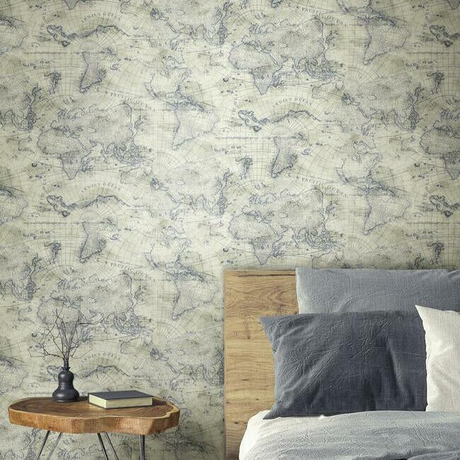 Coastal Map Premium Peel + Stick Wallpaper Peel and Stick Wallpaper York   