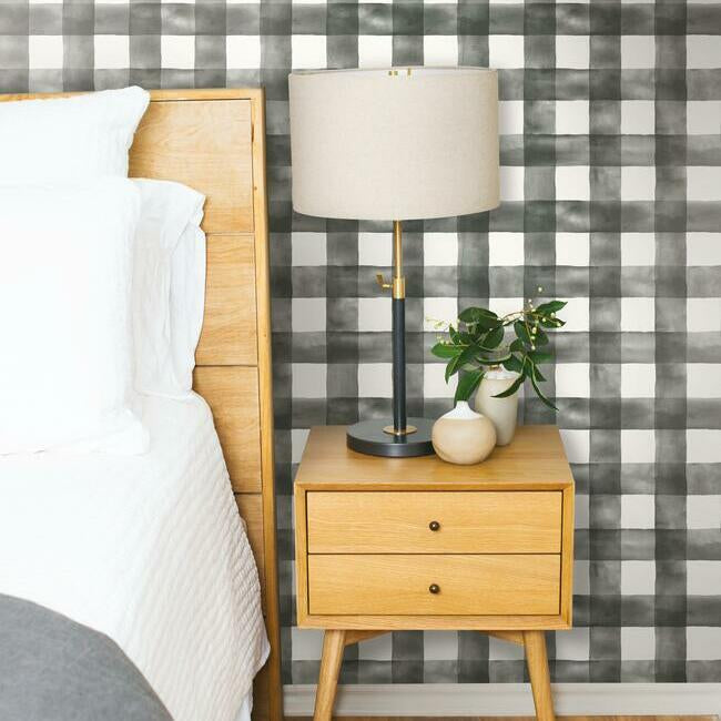 Watercolor Check Premium Peel + Stick Wallpaper Peel and Stick Wallpaper Magnolia Home   