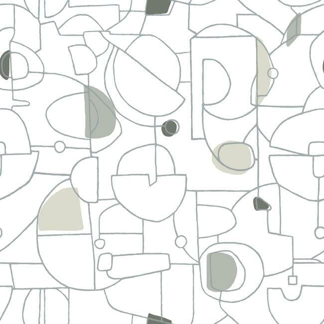 Fauvist Premium Peel + Stick Wallpaper Peel and Stick Wallpaper York Roll River Rocks/Silver 