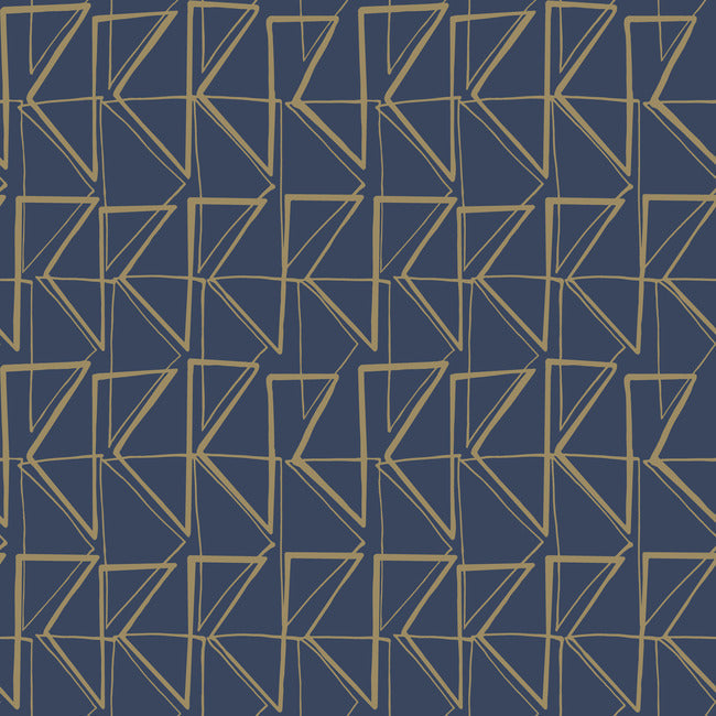 Love Triangles Premium Peel + Stick Wallpaper Peel and Stick Wallpaper York Roll Navy/Gold Metallic 