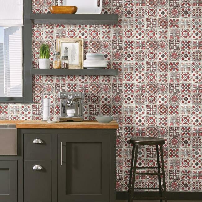 Encaustic Tile Premium Premium Peel + Stick Wallpaper Peel and Stick Wallpaper York   