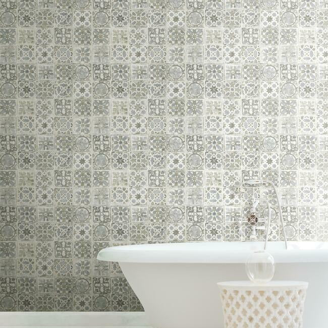 Encaustic Tile Premium Premium Peel + Stick Wallpaper Peel and Stick Wallpaper York   
