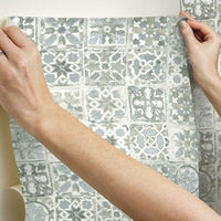 Encaustic Tile Premium Premium Peel + Stick Wallpaper Peel and Stick Wallpaper York   