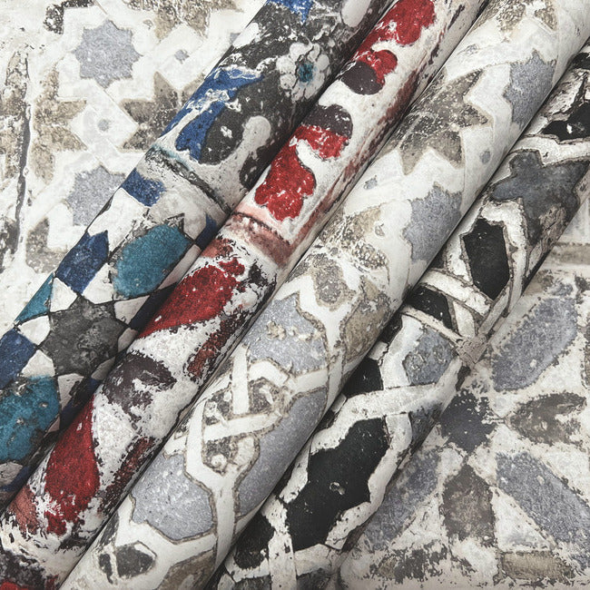 Encaustic Tile Premium Premium Peel + Stick Wallpaper Peel and Stick Wallpaper York   