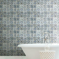 Encaustic Tile Premium Premium Peel + Stick Wallpaper Peel and Stick Wallpaper York   