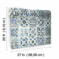 Encaustic Tile Premium Premium Peel + Stick Wallpaper Peel and Stick Wallpaper York   