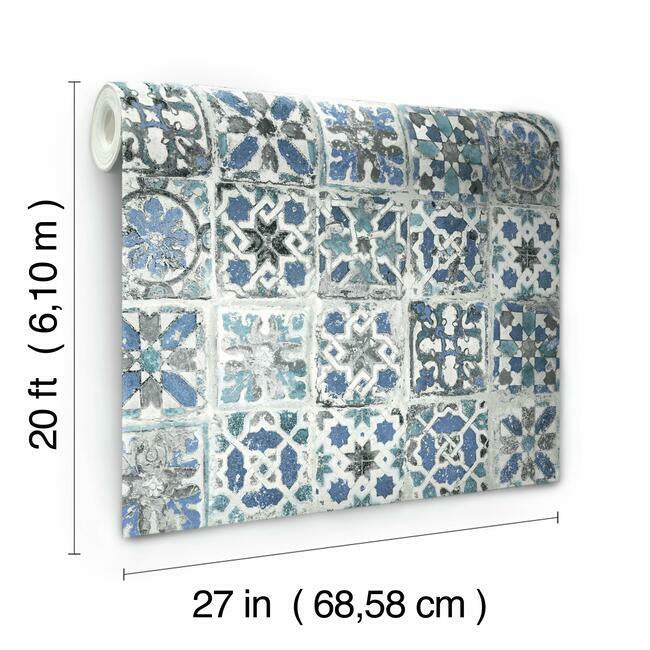 Encaustic Tile Premium Premium Peel + Stick Wallpaper Peel and Stick Wallpaper York   