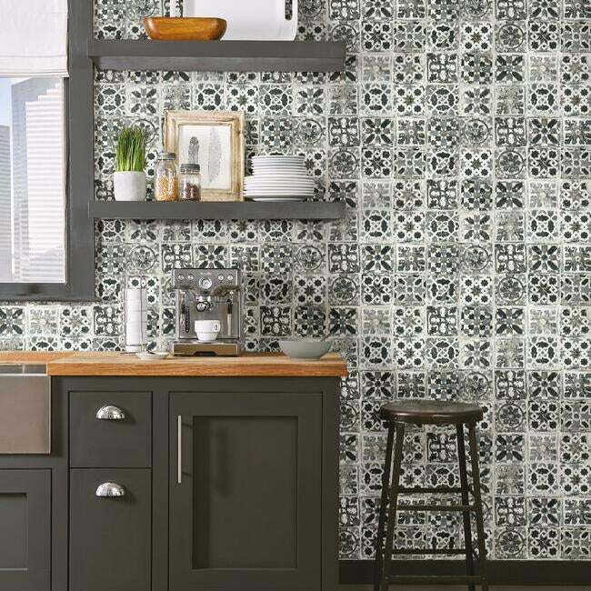 Encaustic Tile Premium Premium Peel + Stick Wallpaper Peel and Stick Wallpaper York   