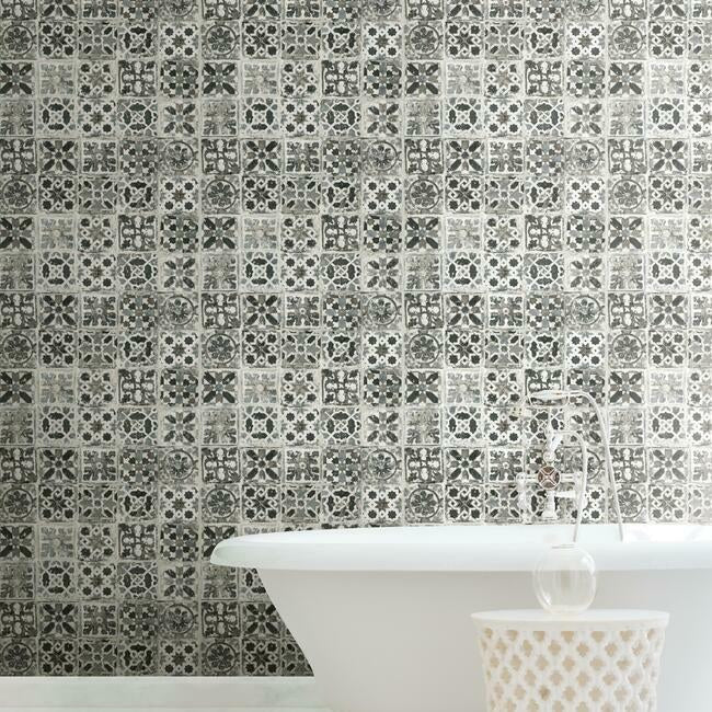 Encaustic Tile Premium Premium Peel + Stick Wallpaper Peel and Stick Wallpaper York   