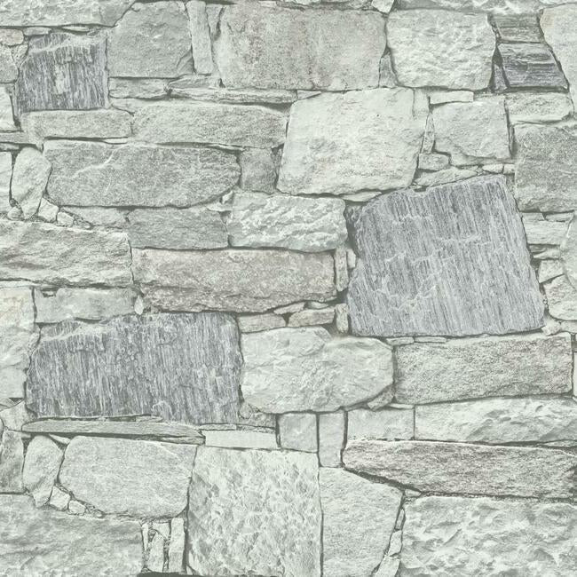 Chateau Stone Premium Peel + Stick Wallpaper Peel and Stick Wallpaper York Roll Smoke 