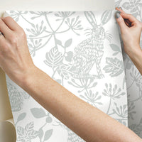 Botanical Bunnies Premium Peel + Stick Wallpaper Peel and Stick Wallpaper York   
