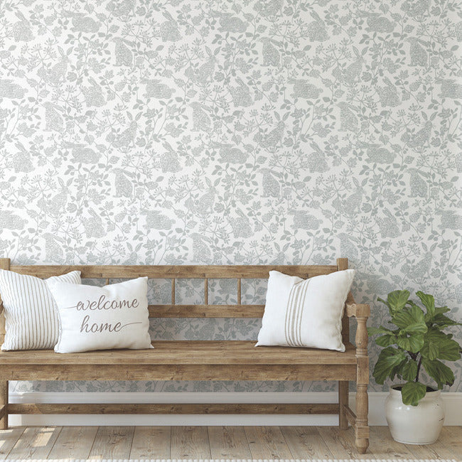 Botanical Bunnies Premium Peel + Stick Wallpaper Peel and Stick Wallpaper York   