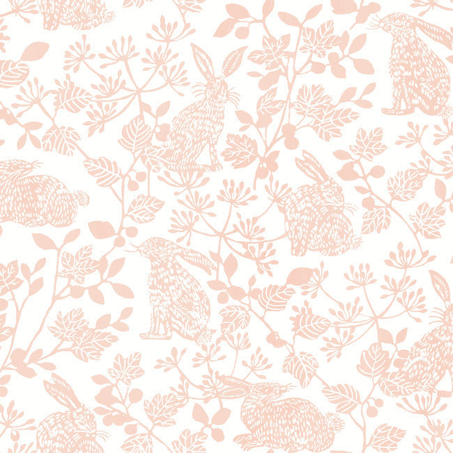 Botanical Bunnies Premium Peel + Stick Wallpaper Peel and Stick Wallpaper York Roll Pink 