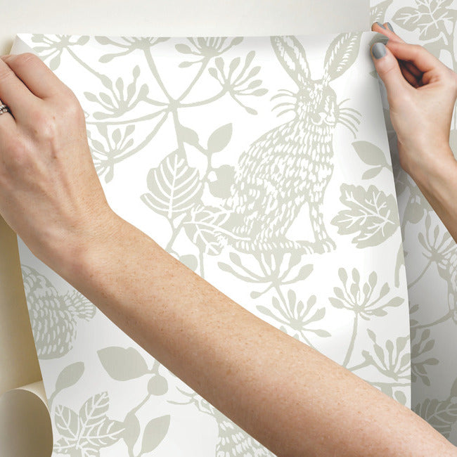 Botanical Bunnies Premium Peel + Stick Wallpaper Peel and Stick Wallpaper York   