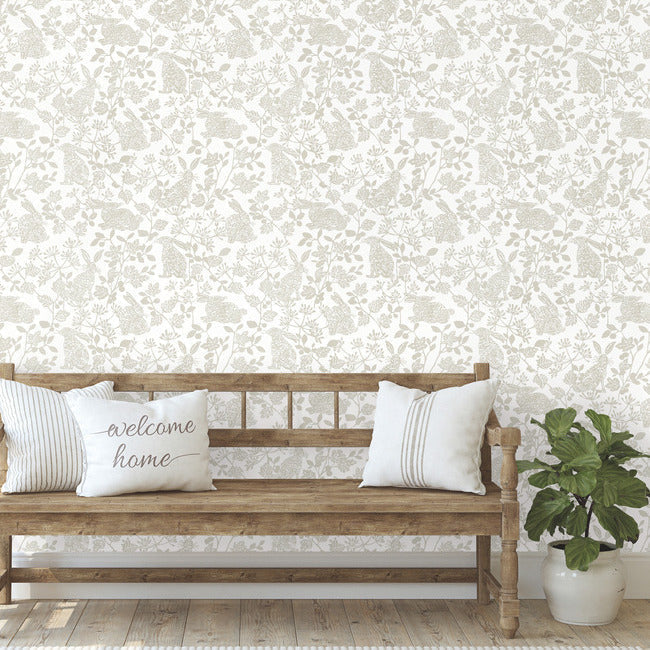 Botanical Bunnies Premium Peel + Stick Wallpaper Peel and Stick Wallpaper York   