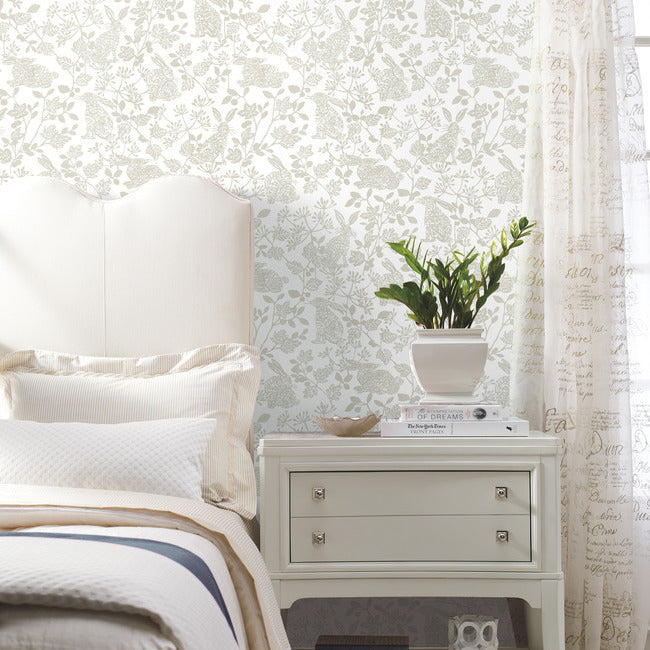 Botanical Bunnies Premium Peel + Stick Wallpaper Peel and Stick Wallpaper York   