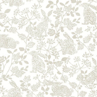 Botanical Bunnies Premium Peel + Stick Wallpaper Peel and Stick Wallpaper York Roll Neutral 