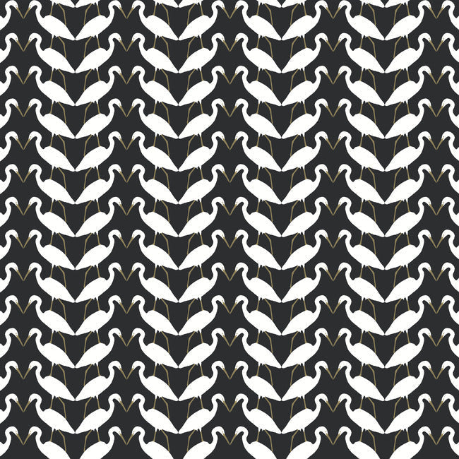 Elegant Birds Premium Peel + Stick Wallpaper Peel and Stick Wallpaper York Roll Black/Gold Metallic 