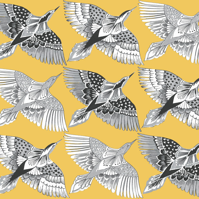 Feather Flight Premium Peel + Stick Wallpaper Peel and Stick Wallpaper York Roll Yellow 