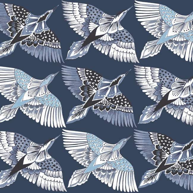 Feather Flight Premium Peel + Stick Wallpaper Peel and Stick Wallpaper York Roll Blue 