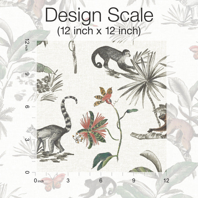 Botanicals & Lemurs Premium Peel + Stick Wallpaper Peel and Stick Wallpaper York   