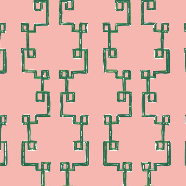 Bamboozled Premium Peel + Stick Wallpaper Peel and Stick Wallpaper Madcap Cottage Roll Bahama Pink 