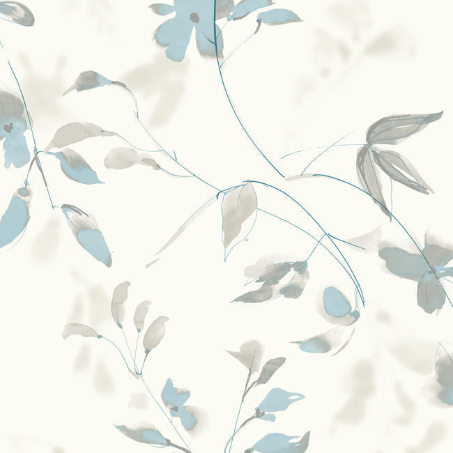 Linden Flower Premium Peel + Stick Wallpaper Peel and Stick Wallpaper Candice Olson Roll Spa Blue 