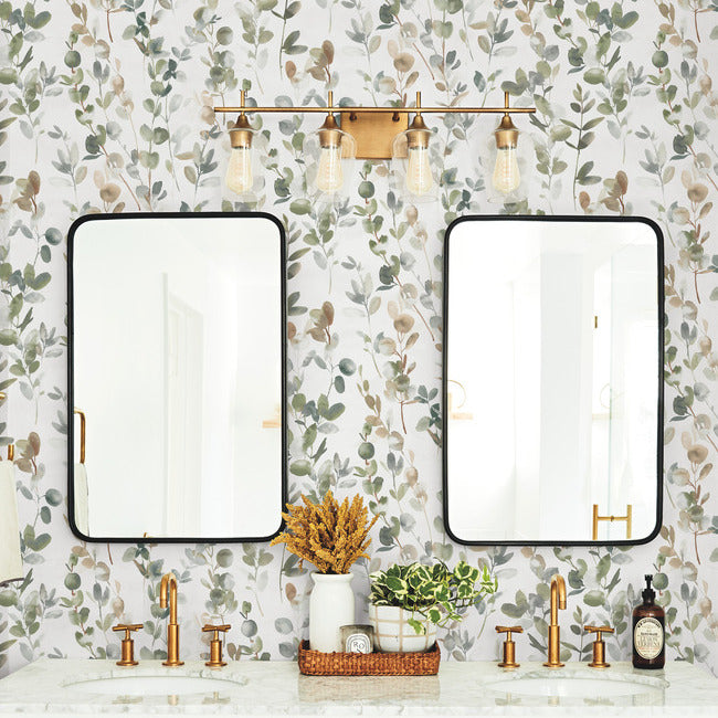 Joyful Eucalyptus Premium Peel + Stick Wallpaper Peel and Stick Wallpaper Candice Olson   