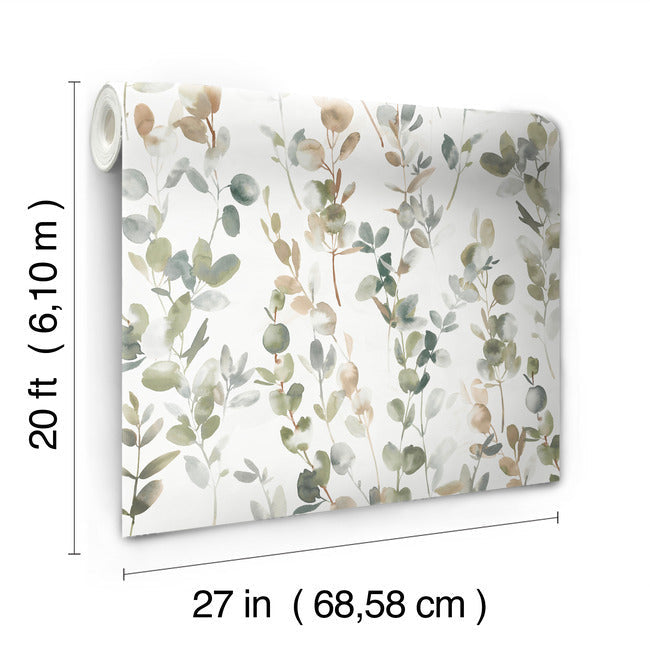 Joyful Eucalyptus Premium Peel + Stick Wallpaper Peel and Stick Wallpaper Candice Olson   
