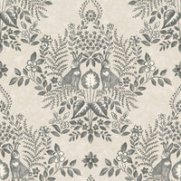 Cottontail Toile Premium Peel + Stick Wallpaper Peel and Stick Wallpaper York Wallcoverings Roll Linen/Charcoal 