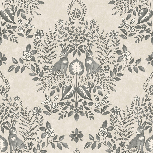 Cottontail Toile Premium Peel + Stick Wallpaper Peel and Stick Wallpaper York Wallcoverings Roll Linen/Charcoal 