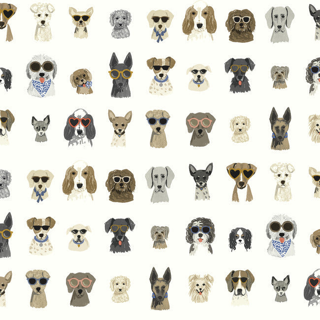 Dog Days Premium Peel + Stick Wallpaper Peel and Stick Wallpaper Rifle Paper Co. Roll Multi White 