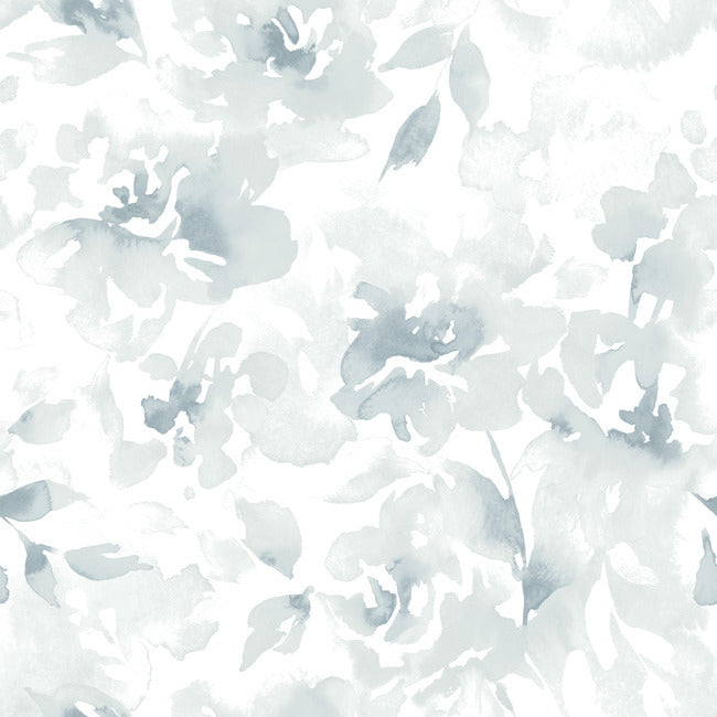 Renewed Floral Premium Peel + Stick Wallpaper Peel and Stick Wallpaper York Wallcoverings Roll Blue 